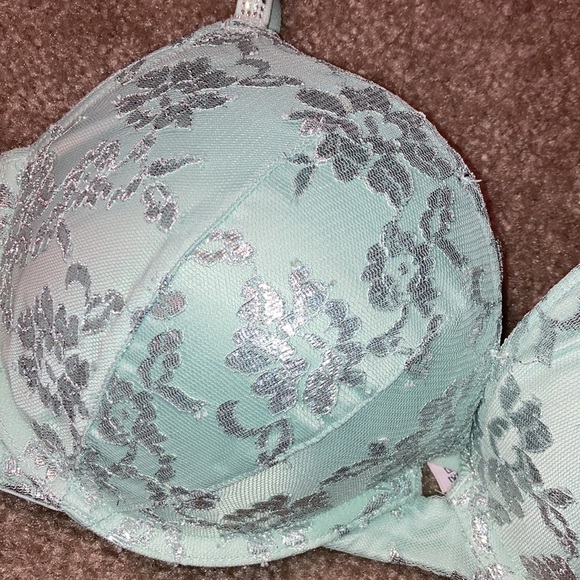 Victoria’s Secret mint & silver Dream Angels All over lace push up bra - Picture 2 of 5